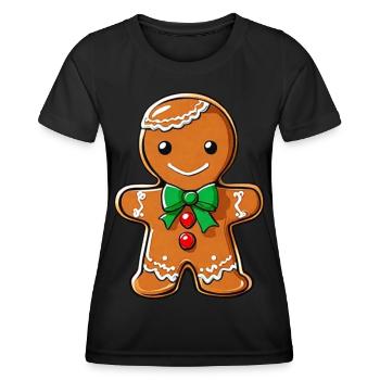 Cute gingerbread man - Women's Functional T-Shirt - black - Front - AI Model Female 172 light (172cm)