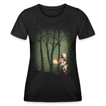 Animal in the forest little mouseenvironmental protection - Women's Functional T-Shirt - black - Front - AI Model Female 172 light (172cm)
