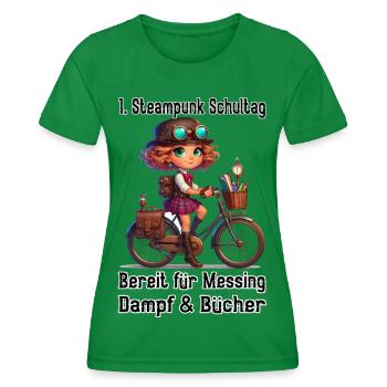 First Steampunk School Day - Women's Functional T-Shirt - kelly green - Front - AI Model Female 172 dark (172cm)