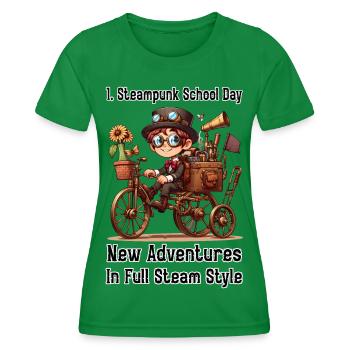 First Steampunk School Day - Women's Functional T-Shirt - kelly green - Front - AI Model Female 172 dark (172cm)