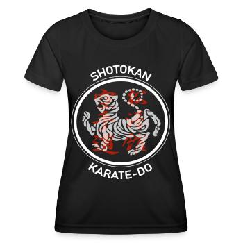 Karate Shotokan Shirt - Frauen Funktions-T-Shirt - Schwarz - Vorne - AI Model Female 172 light (172cm)