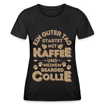 Bearded Collie Kaffee Hund Cafe - Frauen Funktions-T-Shirt - Schwarz - Vorne - AI Model Female 172 light (172cm)