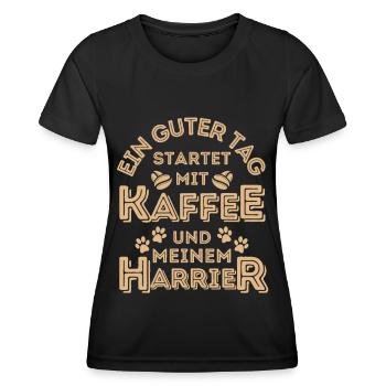 Harrier Kaffee Hund Cafe - Frauen Funktions-T-Shirt - Schwarz - Vorne - AI Model Female 172 light (172cm)