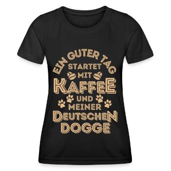 Deutsche Dogge Kaffee Hund Cafe - Frauen Funktions-T-Shirt - Schwarz - Vorne - AI Model Female 172 light (172cm)
