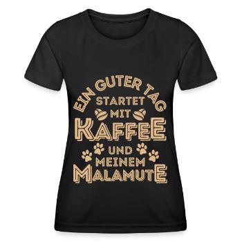 Malamute Kaffee Hund Cafe - Frauen Funktions-T-Shirt - Schwarz - Vorne - AI Model Female 172 light (172cm)