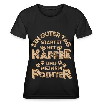 English Pointer Kaffee Hund Cafe - Frauen Funktions-T-Shirt - Schwarz - Vorne - AI Model Female 172 light (172cm)