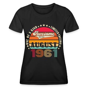 Awesome since August 1961 61st Birthday Gift - Women's Functional T-Shirt - black - Front - AI Model Female 172 light (172cm)