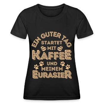 Eurasier Kaffee Hund Cafe - Frauen Funktions-T-Shirt - Schwarz - Vorne - AI Model Female 172 light (172cm)