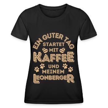 Leonberger Kaffee Hund Cafe - Frauen Funktions-T-Shirt - Schwarz - Vorne - AI Model Female 172 light (172cm)