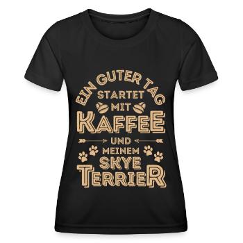 Skye Terrier Kaffee Hund Cafe - Frauen Funktions-T-Shirt - Schwarz - Vorne - AI Model Female 172 light (172cm)
