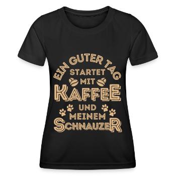 Schnauzer Kaffee Hund Cafe - Frauen Funktions-T-Shirt - Schwarz - Vorne - AI Model Female 172 light (172cm)