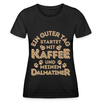 Dalmatiner Kaffee Hund Cafe - Frauen Funktions-T-Shirt - Schwarz - Vorne - AI Model Female 172 light (172cm)