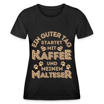 Malteser Kaffee Hund Cafe - Frauen Funktions-T-Shirt - Schwarz - Vorne - AI Model Female 172 light (172cm)