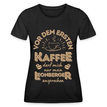 Leonberger Kaffee Hund Cafe - Frauen Funktions-T-Shirt - Schwarz - Vorne - AI Model Female 172 light (172cm)