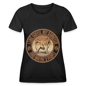 Samojede Kaffee Hund Cafe - Frauen Funktions-T-Shirt - Schwarz - Vorne - AI Model Female 172 light (172cm)