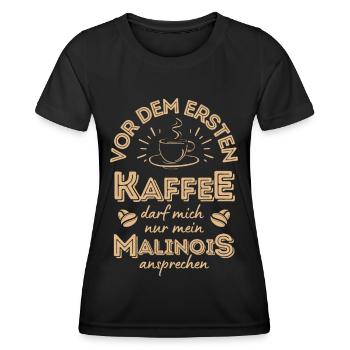 Belgian Malinois Kaffee Hund Cafe - Frauen Funktions-T-Shirt - Schwarz - Vorne - AI Model Female 172 light (172cm)