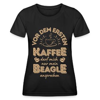 Beagle Kaffee Hund Cafe - Frauen Funktions-T-Shirt - Schwarz - Vorne - AI Model Female 172 light (172cm)