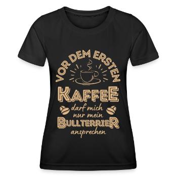 Bullterrier Kaffee Hund Cafe - Frauen Funktions-T-Shirt - Schwarz - Vorne - AI Model Female 172 light (172cm)