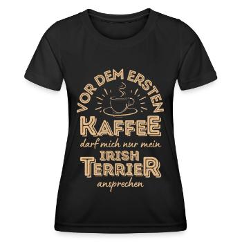Irish Terrier Kaffee Hund Cafe - Frauen Funktions-T-Shirt - Schwarz - Vorne - AI Model Female 172 light (172cm)