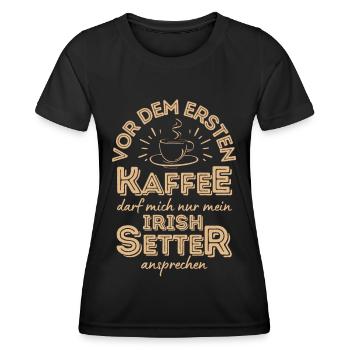 Irish Setter Kaffee Hund Cafe - Frauen Funktions-T-Shirt - Schwarz - Vorne - AI Model Female 172 light (172cm)