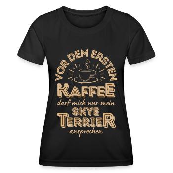 Skye Terrier Kaffee Hund Cafe - Frauen Funktions-T-Shirt - Schwarz - Vorne - AI Model Female 172 light (172cm)