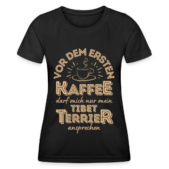 Tibet Terrier Kaffee Hund Cafe - Frauen Funktions-T-Shirt - Schwarz - Vorne - AI Model Female 172 light (172cm)