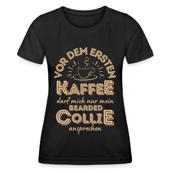 Bearded Collie Kaffee Hund Cafe - Frauen Funktions-T-Shirt - Schwarz - Vorne - AI Model Female 172 light (172cm)