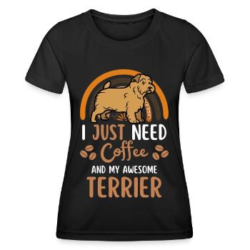 Norwich Terrier Coffee Dog Cafe - Women's Functional T-Shirt - black - Front - AI Model Female 172 light (172cm)