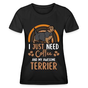 Norfolk Terrier Coffee Dog Cafe - Women's Functional T-Shirt - black - Front - AI Model Female 172 light (172cm)