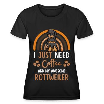 Sweet Rottweiler Café Chien Café kawaii - T-shirt sport Femme - noir - Devant - AI Model Female 172 light (172cm)