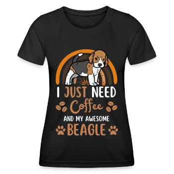 Sweet Beagle Coffee Dog Cafe kawaii - Women's Functional T-Shirt - black - Front - AI Model Female 172 light (172cm)