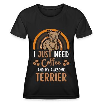 Silky Terrier Coffee Dog Cafe - T-shirt sport Femme - noir - Devant - AI Model Female 172 light (172cm)