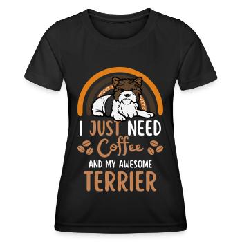 Sweet Biewer Terrier Coffee Dog Cafe Kawaii - Women's Functional T-Shirt - black - Front - AI Model Female 172 light (172cm)