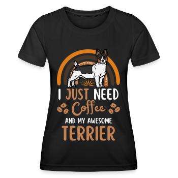 Teddy Roosevelt Terrier Kaffee Hund Cafe Kawaii - Frauen Funktions-T-Shirt - Schwarz - Vorne - AI Model Female 172 light (172cm)