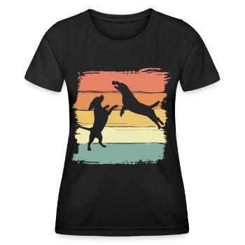 Beagle jouer avec la balle rétro vintage - T-shirt sport Femme - noir - Devant - AI Model Female 172 light (172cm)