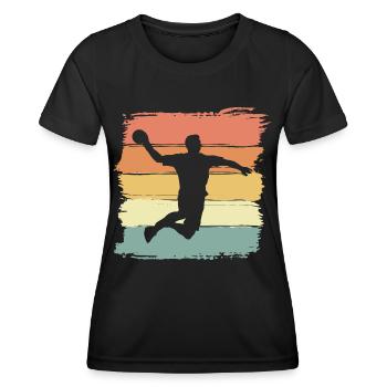 Handball retro vintage Handballerin - Frauen Funktions-T-Shirt - Schwarz - Vorne - AI Model Female 172 light (172cm)