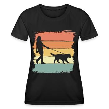 Promenade de chien rétro vintage - T-shirt sport Femme - noir - Devant - AI Model Female 172 light (172cm)