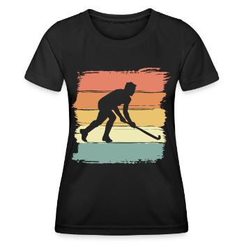 Joueur de hockey rétro vintage hockey sur gazon - T-shirt sport Femme - noir - Devant - AI Model Female 172 light (172cm)