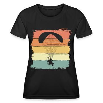 Paramotor flying vintage retro paraglider - Women's Functional T-Shirt - black - Front - AI Model Female 172 light (172cm)