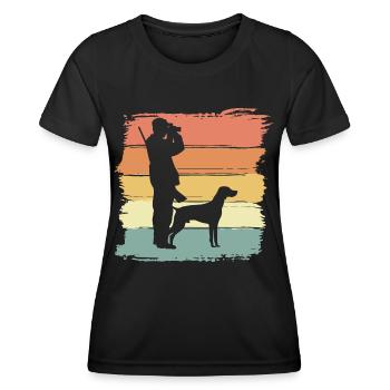 Chasse à la chasse avec chien rétro vintage - T-shirt sport Femme - noir - Devant - AI Model Female 172 light (172cm)