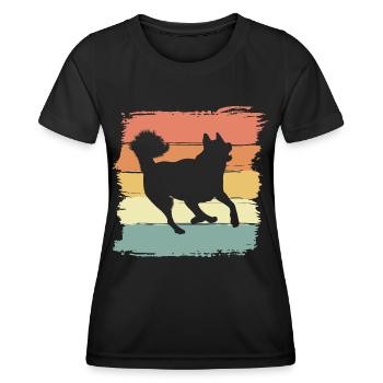 Husky rétro chien vintage - T-shirt sport Femme - noir - Devant - AI Model Female 172 light (172cm)