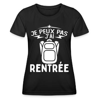 j'peux pas j'ai Rentrée Humour Rentrée Scolaire - T-shirt sport Femme - noir - Devant - AI Model Female 172 light (172cm)