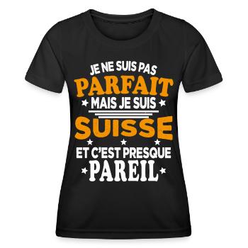 Je Ne Suis Pas Parfait Mais Je Suis Suisse - T-shirt sport Femme - noir - Devant - AI Model Female 172 light (172cm)