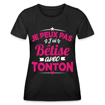 JE PEUX PAS J'AI BETISE AVEC TONTON - T-shirt sport Femme - noir - Devant - AI Model Female 172 light (172cm)