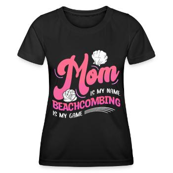 Collecting shells Beachcombing Mama - Women's Functional T-Shirt - black - Front - AI Model Female 172 light (172cm)