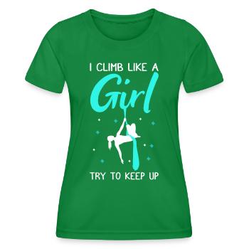 Soies aériennes acrobatiques disant tissu vertical - T-shirt sport Femme - vert - Devant - AI Model Female 172 dark (172cm)