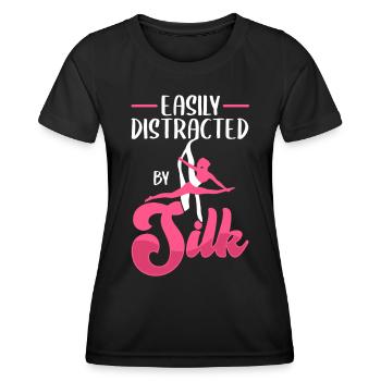 Aérien Soie Tissu Vertical Aerialist - T-shirt sport Femme - noir - Devant - AI Model Female 172 light (172cm)
