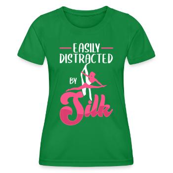 Aérien Soie Tissu Vertical Aerialist - T-shirt sport Femme - vert - Devant - AI Model Female 172 dark (172cm)