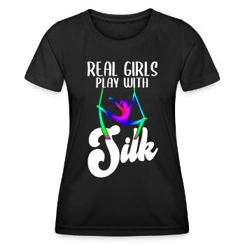 Soies aériennes Tissu vertical Aerialist - T-shirt sport Femme - noir - Devant - AI Model Female 172 light (172cm)