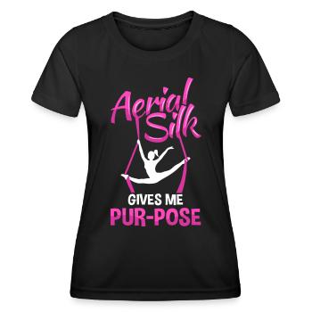 Aerial Silk Vertikaltuch Aerialist - Frauen Funktions-T-Shirt - Schwarz - Vorne - AI Model Female 172 light (172cm)
